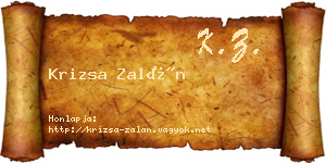 Krizsa Zalán névjegykártya